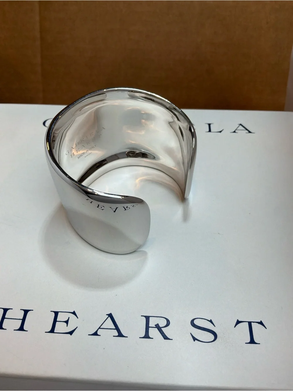 NIB Gabriela Hearst Polished Silver Wide Cuff Bangle AG925 Solid Silver